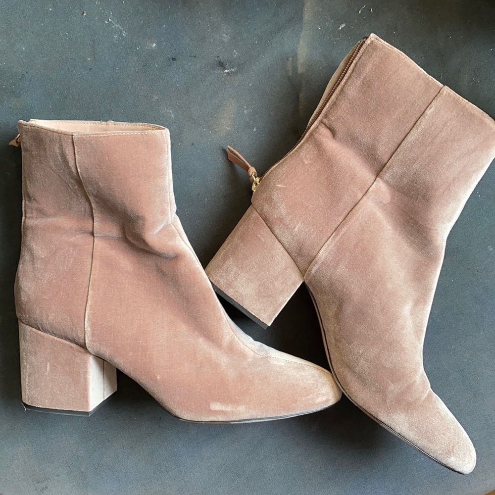 J.Crew pink Velvet Booties